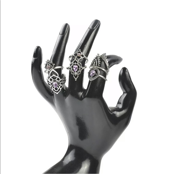 7Pc Vintage Boho Amethyst Rings - Picture 6 of 8